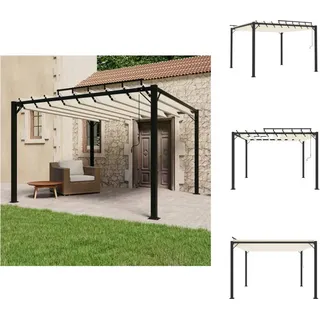 vidaXL Pavillon mit Lamellendach 3x3 m Creme Stoff und Aluminium - Pavillons & Partyzelte - Creme