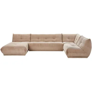 Livetastic Wohnlandschaft , Taupe , Textil , U-Form, einzeln stellbar , 390x210 cm , Made in Eu , Rücken echt, individuell planbar , Wohnzimmer, Sofas & Couches, Wohnlandschaften, Wohnlandschaften in U-Form