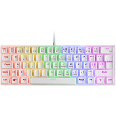 MARSGAMING Gaming MK60 Weiß, Mechanische Tastatur FRGB, Antighosting, Switch Mechanischer Rot, Portugiesisch Sprache, MK60WRPT