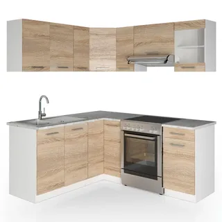 Vicco Winkelküche L-Form 187 x 167 cm Weiß/Sonoma