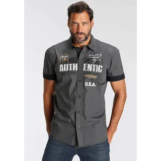 MAN'S WORLD Kurzarmhemd mit Brustprint, grau,
