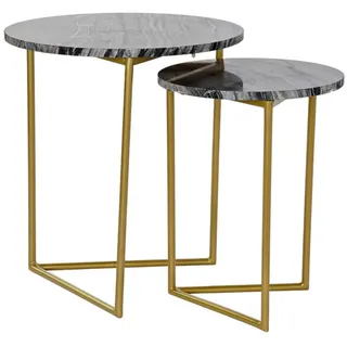 DKD Home Decor Set mit 2 Tischen, Schwarz/Gold, 40 x 40 x 45 cm
