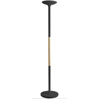 Unilux Stehlampe, Pryska, skandinavisch, dimmbar, 3000K, schwarz mit Holz,