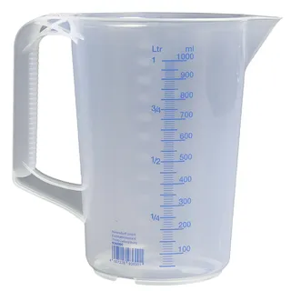 Hünersdorff Messkanne 500 ml, PP, 2 Skalen geschlossener Griff, transparent