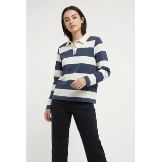 soyaconcept Langarm-Poloshirt "SC-BARNI 48" aus Viskosemischung mit Modal, Polyester und Elasthan, Regular Fit, navy combi