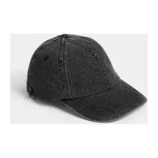 Mens M&S Collection Denim Baseball Cap - Charcoal, Charcoal - 1SIZE