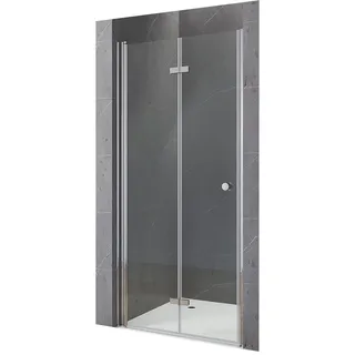 Rahmenlos Faltbare Duschtür 75cm Duschwand Glas Faltwand Falttür Drehfalttür mit Hebe-Senk Funktion begehbare Dusche ohne Rahmen aus Sicherheitsglas ESG Klarglas 5 mm | Höhe 187 cm | AQUABATOS