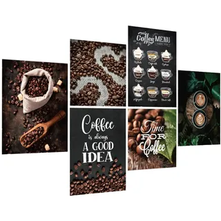 6er Set Wandtattoo Kaffee - Wandtattoo kaffee rezepte Selbstklebend - Coffee is always A GOOD IDEA - Wandaufkleber Wandbild für Deko Restaurant Küche Flur Wohnzimmer Schlafzimmer Wohnzimmer(K1)