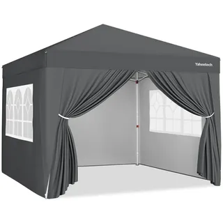 Yaheetech Faltpavillon 3 x 3 m inkl. 4 Seitenteile Dunkelgrau