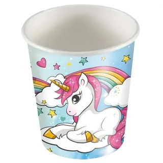 BONUS ET SALVUS TIBI (BEST) Becher für Kindergeburtstage, 200 ml, Einhorn, 25 Stück