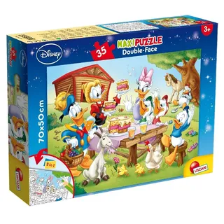 Lisciani - Disney Mickey Mouse - Bodenpuzzle 35 Teile ab 3 Jahren | Wendepuzzle - Robuster Karton und Rückseite zum Ausmalen - Format 70 x 50 cm - Große Teile für kleine Hände - Fördert Geduld
