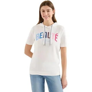 Cecil Kurzarm T-Shirt mit Kapuze und Print Vanilla White L