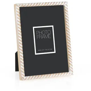 ZEP Lisse 10x15 cm, weiß/natur, Vintage, Holzrahmen zum Hängen und Stellen