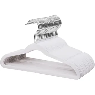 ManGotree 35cm Kinder Samt Kleiderbügel, Ultradünne Kinderkleiderbügel mit 360° Drehbarem Haken, rutschfeste Filzbügel für Jugendliche, Robust und Langlebig (32 Pack, Weiß)
