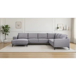 OTTO home Wohnlandschaft »OLAND U-Form, XXL, B: 342 cm, Skandi-Design« Skandi-Design in Struktur, Flachgewebe, Luxus-Microfaser, Boucle, grau