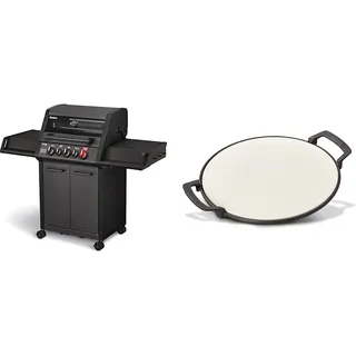 Enders® Gasgrill MONROE PRO 3 SIK TURBO SHADOW, 3-Brenner & SWITCH GRID Pizzastein, Halter aus Gusseisen