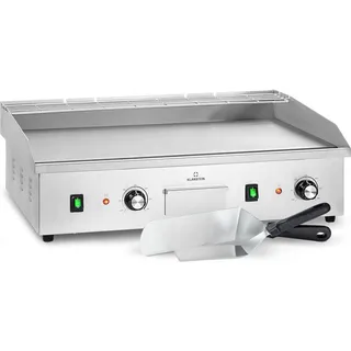 Klarstein Elektrogrill, Tischgrill mit LED-Anzeige, Elektrogrill für Balkon & Indoor, Edelstahl Elektro Grill, Grillplatte mit abnehmbarer Antihaftplatte & Spritzschutz,Grill Elektrisch 200 W, Silber - Silber