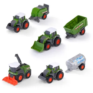 dickie-toys Dickie Toys Fendt Micro Team Traktor Spielzeug ab 3 Jahre (9 cm) - Landmaschinen-Set mit Anhänger, Original Lizenz, Zufällige Auswahl aus 7 Modellen, Bewegliche Teile & Kupplung - 203732001