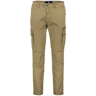 Cargohose LERROS "Cargo Pants in schmaler, gerader Passform", Herren, Gr. 33, Länge 34, braun (beige), 97% Baumwolle, 3% Elasthan, Hosen Cargohose
