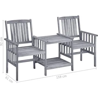 vidaXL Gartenstühle mit Teetisch 159x61x92 cm Massivholz Akazie - Braun