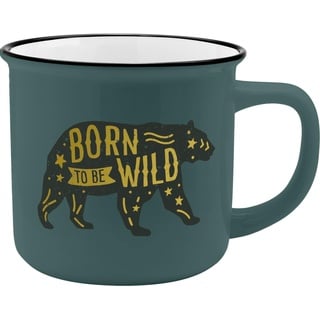 GRUSS & CO Becher Motiv "Wild" | New Bone China Porzellan, Emaille-Optik, 35 cl | Geschenk, Tasse lustig | 47894