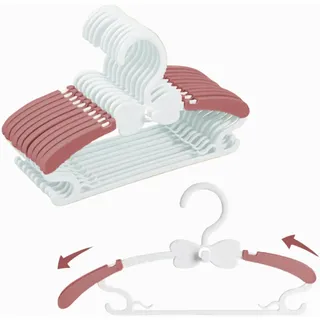 WJWSKI Kleiderbügel Kinder,29-37CM Mitwachsende Kinderkleiderbügel 20 Stück Stapelbare Baby Kleiderbügel mit Hosenständer Platzsparend Kinderbügel rutschfeste Kunststoff Baby Bügel (Rot mit Weiß)