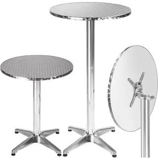 BAKAJI 2in1 Stehtisch Klappbar Höhenverstellbar 70 cm / 110 cm Hoch Aluminium Rund Ø60 cm Wetterfest Outdoor Garten Bistrotisch Biertisch Partytisch