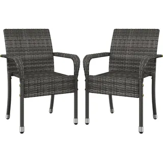 Yaheetech Stapelstuhl 58 x 58 x 84 cm grau 2 St.