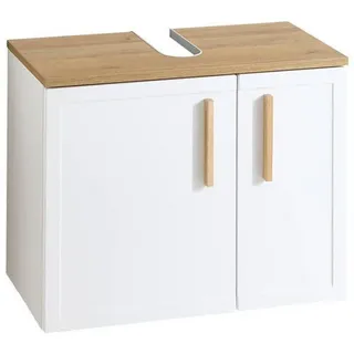 Xora Waschbeckenunterschrank , Weiß, Eichefarben , Holz , Eiche , 60x65x32.5 cm , Made in Germany , stehend, hängend , Holzmöbel, Holzschränke, Waschbeckenunterschränke Holz