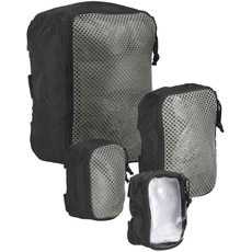 Bild TT Modular Pouch Set gepolsterte halb-transparente Organizer Rucksack Zusatz-Taschen Set in 3 Größen mit Klett-Rückseite, Schwarz