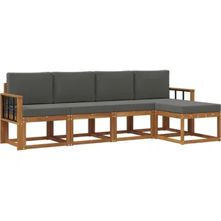 vidaXL Outdoor-Sofagarnitur mit Kissen 5 pcs Natur und Anthrazit - Braun