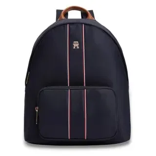 Tommy Hilfiger für Damen. AW0AW17651 Geschwungener Rucksack mit markantem marineblauem Band (OSFA), Lässig, Nylon