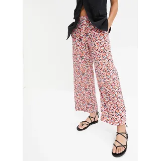 Schlupfhose BONPRIX, Damen, Gr. 48, N-Gr, orange (orange, mint floral), Obermaterial: 100% Viskose, loose fit, Hosen Schlupfhose, aus Viskose, lockere Passform, femininer Print, moderner Stil