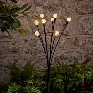 Lights4fun LED Solar Stableuchten 70cm Kugel Wegbeleuchtung Metall Schwarz Modern Solarlampen für außen