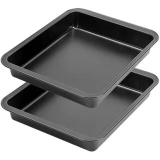 MGE - Lasagne Auflaufform Set - Quadratische Kuchenform Mit Antihaftbeschichtung - Backform - Karbonstahl - Set Von 2 Stück - 25 x 25 cm