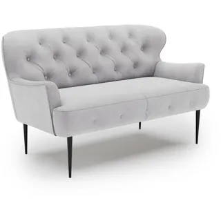 CAVADORE 2-Sitzer Küchensofa Amba, Trendige Sitzbank für Küche oder Esszimmer / 153 x 97 x 87 / Flachgewebe: Hellgrau