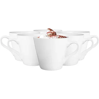Glasmark KROSNO 1992 Tasse Keramik Set 6 Stück 230 ml Kaffeetasse Trinkbecher Teetassen Becher Spülmaschinenfest Weiß Maja