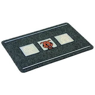 Astra 0455015178 Premium Rips-Matte Flocky Color Türmatte, Polypropylen, Hunde - Grau/Anthrazit, 40 x 60 x 0, 8 cm