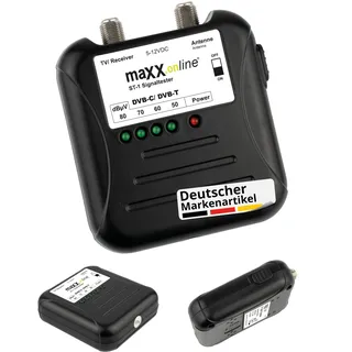 maxx.onLine Signaltester Kabelfernsehen Messgerät DVB-C/DVB-T, Antennensignal messen, Signalstärke Kabelfernsehen überprüfen, Kabel TV analog/digital Tester