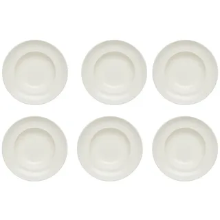 KHG 6er-Set Pastateller, groß mit 30 cm in weiß, Durchmesser, für Zuhause | perfekt für Gastro und Zuhause, hochwertiges Porzellan, Suppenteller, Salatteller, spülmaschinengeeignet, praktisch