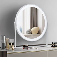 Runder LED-Make-up-Spiegel für Schminktisch, beleuchteter Tischspiegel mit Touch-Steuerung und 3 Helligkeitsstufen – Aufladung über USB/AAA-Batterie – 25,5 cm