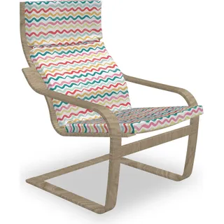 ABAKUHAUS Gestreift Poäng Sessel Polster, Boho Wellenförmige Linien Raue, Sitzkissen mit Stuhlkissen mit Hakenschlaufe und Reißverschluss, Mehrfarbig