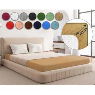 Sesto Senso Spannbettlaken 180x200cm Beige Hautfarbe für Topper Frottee mit Gummizug 100% Baumwolle