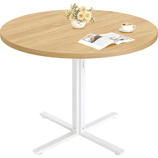 VASAGLE Esstisch rund, Esszimmertisch, klein Küchentisch für 4 Personen, Landhausstil, wasserresistente Oberfläche, 80 cm d, 74,8 cm H, für Esszimmer - Weiß