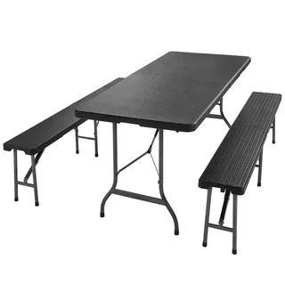 CASARIA Malmö Set 3-tlg. Tisch 180 x 75 x 73 cm schwarz klappbar