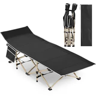 Yaheetech Feldbett Gästebett Campingbett Camping Reisen Bett klappbar bis 150kg belastbar mit Transporttasche 186 x 66 x 52 cm, Schwarz