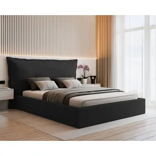 VALLH Polsterbett Bett 200x220 mit bettkasten Beige Samt - Kissenkopfteil mit lattenrost (Sofia Piano 17) - Schwarz