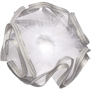 NKlaus Taufe Kerzenmanschette Kommunion aus Tüll 12x9cm Tropfschutz silber Satinband 14432