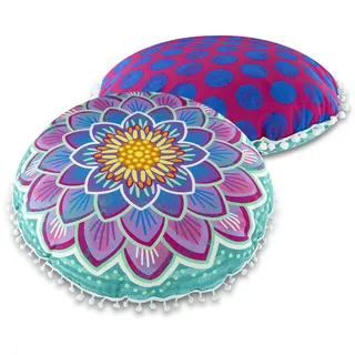Bine Brändle - Dekokissen - Bunte Auswahl - Kissen mit Füllung - Mandalas - Bordürenliebe - Blüten - Blätter - Seerosenteich - Unterwasserwelt - Herzen - Monster - Regenbogen
