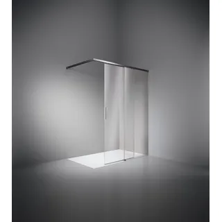 HÜPPE Vita pure rahmenlos Viereck Gleittür 1-teilig mit festem Segment, Breite: 90cm, Höhe:200cm, Befestigung links & rechts, VA0103069321, Duschkabine: Profilfarbe silber hochglanz Glas ESG klar